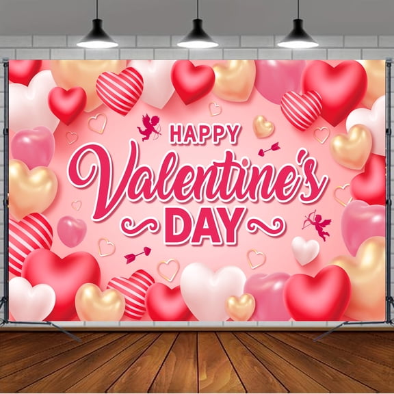 Happy Valentines Day Backdrop, 71''x43'' Valentine's Day Banner Backdrop, Valentine's Day Party Background & Valentines Backdrop, for Happy Valentines Party Decorations & Valentines Day Decorations