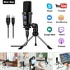 Computer Microphone USB/USB-C Metal Condenser Recording Mic Kit with Tripod Stand for Desktop PC and Mac, Cardioid Studio Recording, Streaming, Gaming, Podcasting