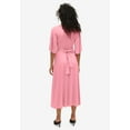 thumbnail image 2 of ellos Women's Plus Size Knit Midi Dress With Surplice Neckline & Waist Tie - 34/36, Light Strawberry, 2 of 2