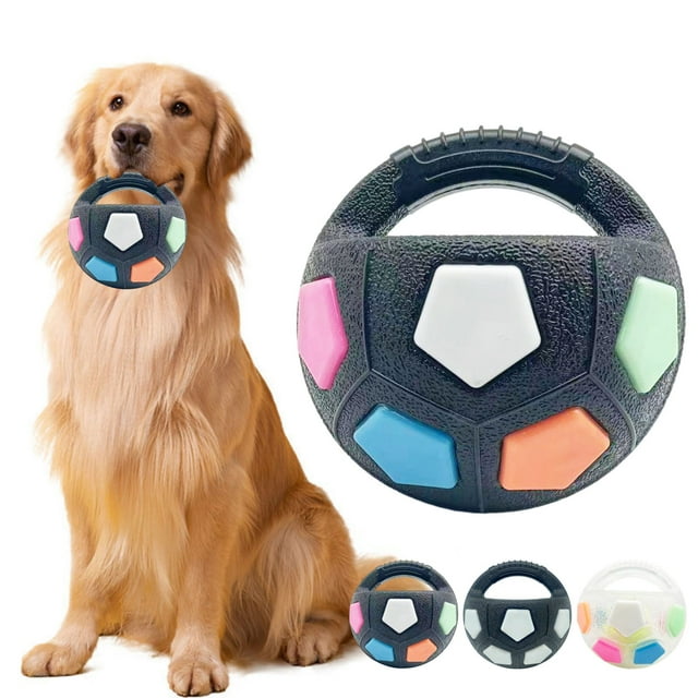 Juguete de fútbol para perro con chillido - pelota interactiva de goma para juegos acuáticos, entrenamiento y juegos al aire libre - Juguete flotante para mascotas de 13 cm/7 pulgadas