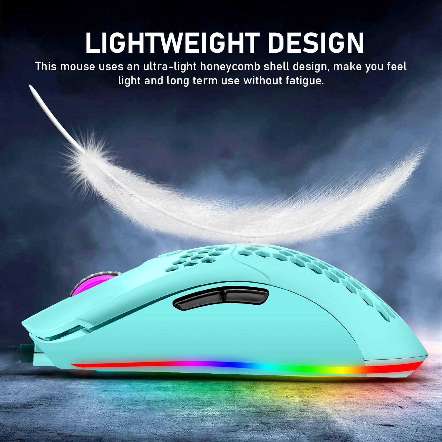 MK14 Wired 68 Keys Mechanical Gaming Keyboard, RGB Backlit,Gaming Mosue 6400DPl for Gamers and Typists(Blue Switch )