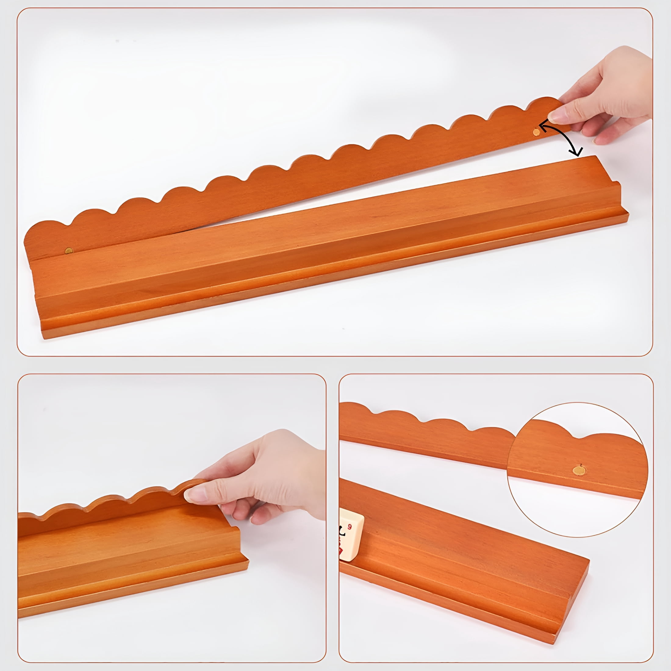 CYFW Mahjong Set Mahjong Racks with Pushers,Wooden Tortoise Shell Rack&Pusher Set,17 Inch American Mahjong Set Complete for American Mahjong Set Complete,Travel&Home Game
