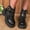 Black, variant on Women's Moto Ankle Boots Lace‑Up Round Toe Platform Mid Heel Lug Sole Night Out Boots Sizes 36