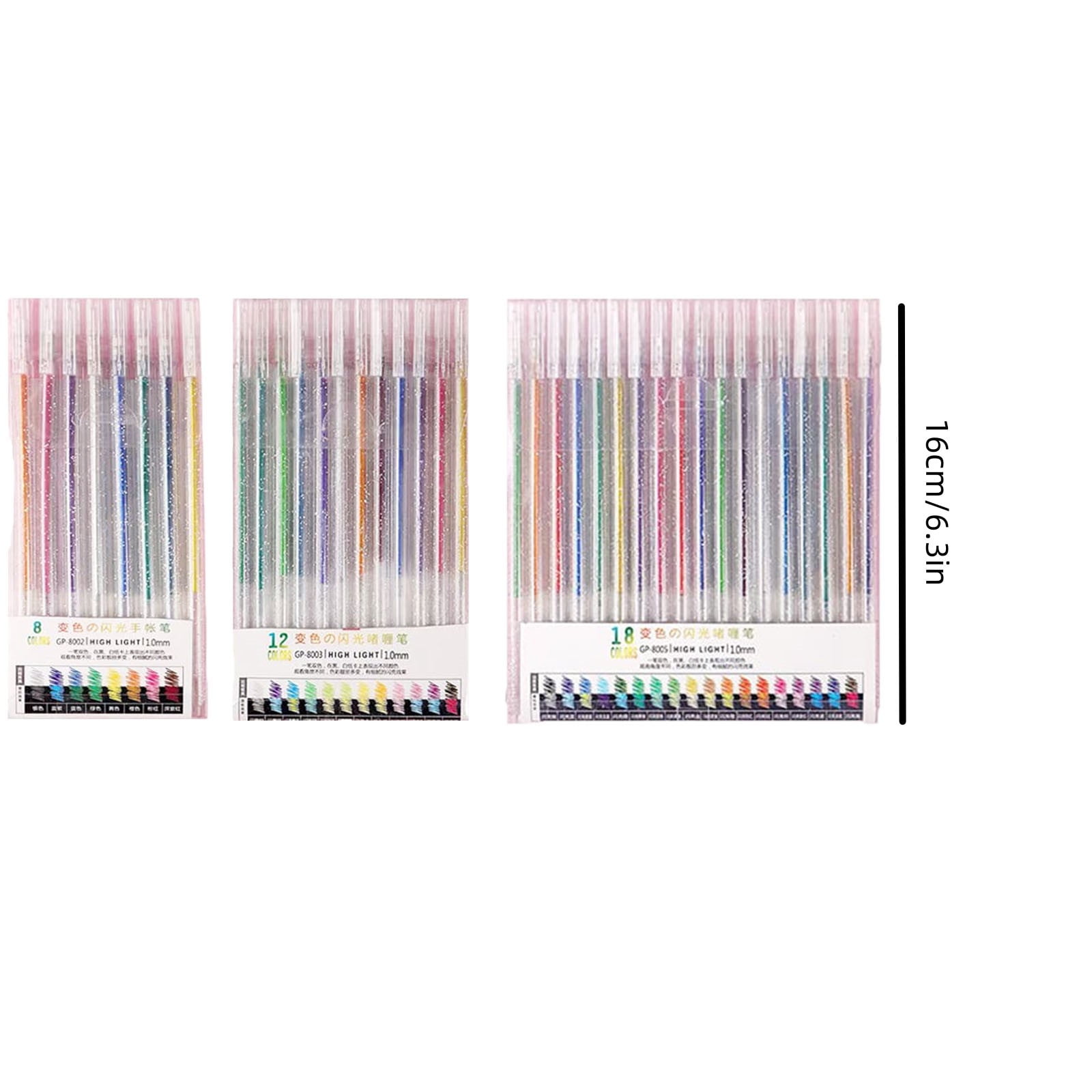 Cagogo 3Pcs Glitter Gel Pen, Colorful Fluorescent Gel Ink Pen, 8 Pack Color Changing Sparkle Pens, Smooth Writing Teen Study Supplies, Art Craft Coloring Book Pens forKidsAdults