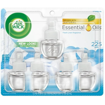 Air Wick Scented Oil 5 Refills, Fresh Linen, (5X0.67oz), same great fragrance of fresh laundry, Air Freshener
