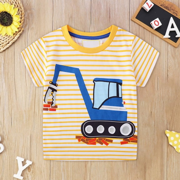 Toddler Tshirt Short Sleeve Cotton Crewneck Graphic Tee Summer Top Baby Tees Yellow 18-24 Months