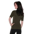 thumbnail image 2 of Essential Basic Women's Cotton Blend V Neck Tee Shirt Half Sleeves - Dk Olive, S, 2 of 3