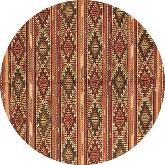Ahgly Company Indoor Round Oriental Brown Traditional Area Rugs, 7' Round