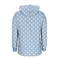thumbnail image 3 of JSheng Women's Hoodie Top Fashion Polka Dots Printed Drawstring Long Sleeve Raglan Sleeve Hooded Pullover Tops Light Blue M, 3 of 4