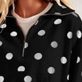 thumbnail image 6 of Vivianyo HD Women's Polka Dot Half Zip Collared Sweatshirt, Boxy Long Sleeve Pullover with Pockets, Fall Printed Top for Casual Meetups and Errands, Sizes S-3XL, 6 of 8