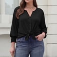 thumbnail image 7 of Women Blouses Button Down Shirts Dressy Business Casual 3/4 Length Sleeve Tops Summer Fall Fashion Clothing,M, 7 of 7