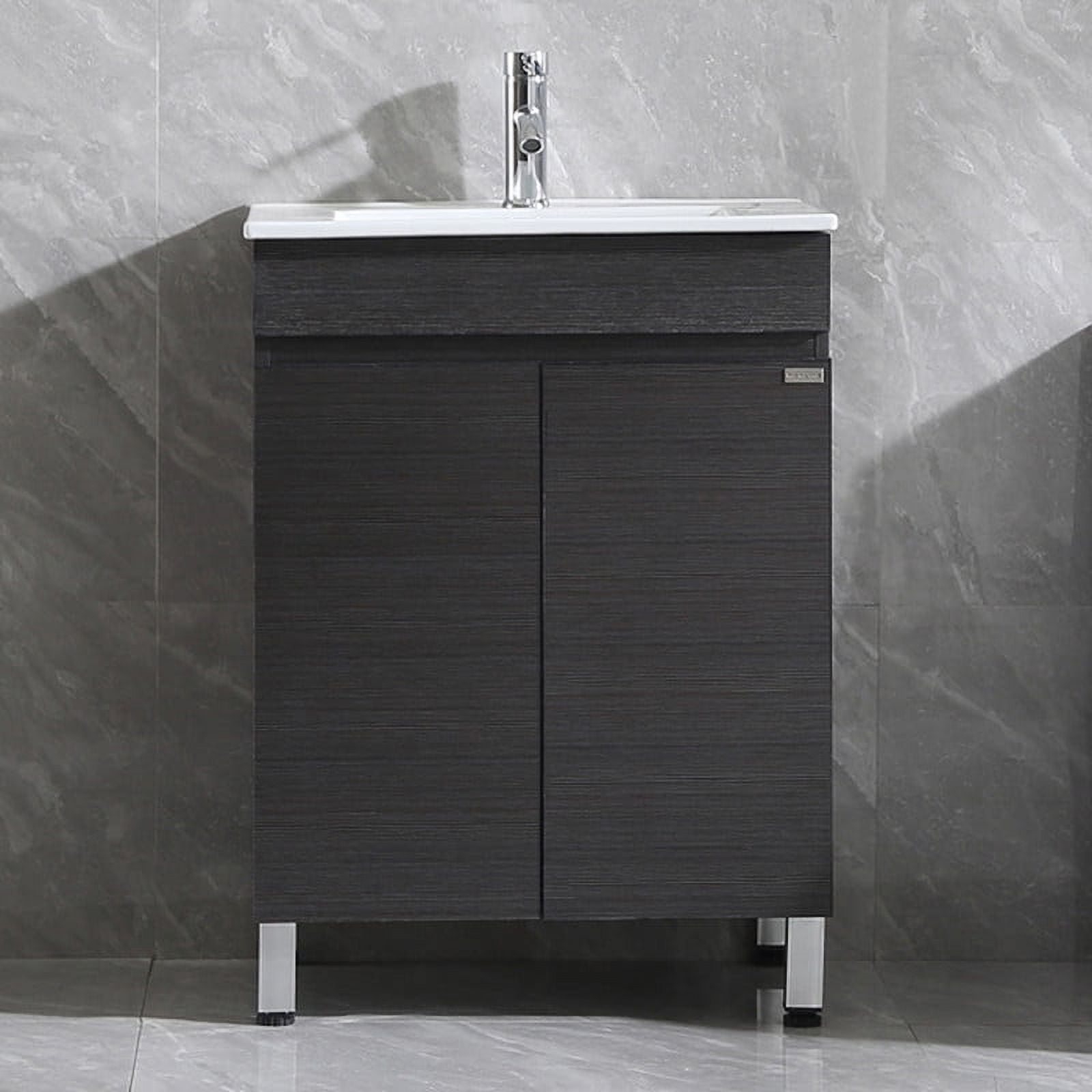 Walsport 24" Bathroom Vanity Set with Sink Combo Cabinet,Modern Freestanding Sink Cabinet,Bathroom Vanity Cabinet with Ceramic Vessel Sink,Faucet and Drain,Black