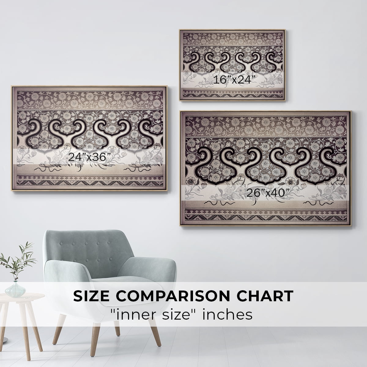 Vintage Abstract Print-XXV Framed in Natural Wood Wood Gallery Wrapped Canvas 25 in. x 37 in.