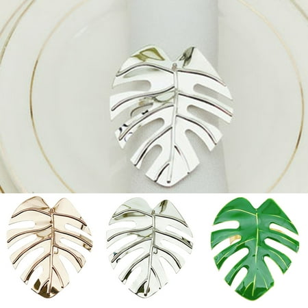 

Xyer 6Pcs Tropical Leaf Shape Napkin Rings Buckle Holder Party Dinner Decoration