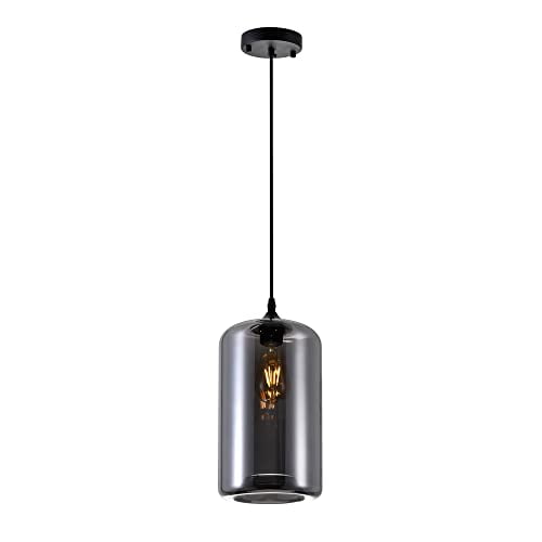 CWI Lighting Suspension Mini à 1 Lumière vers le Bas avec Fini Smoke Transparent