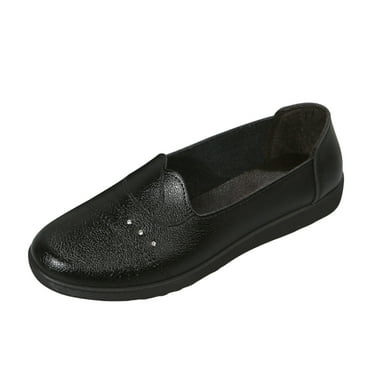 GEZHEN Women's Solid Color Leather Rhinestone Flat Comfortable Casual Shoes Ladies Fashion Sole Shoes Non Slip Low Top Platform Shoes