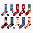 thumbnail image 3 of Calcetines navideños con diseño de ciervo para hombre y mujer, medias gruesas y cálidas con estampado de copo de nieve y árbol de Navidad, regalo de Año Nuevo, 3 of 4
