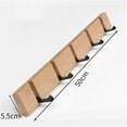 thumbnail image 4 of Natural Wood Foldable Coat Hooks Wall Coat Rack with 5 Hooks Wall Shelf Self Adhesive Post Shelf Key Hanger Wooden Wall Organizer for Bathroom Living Room Bedroom Office Kitchen, 4 of 5