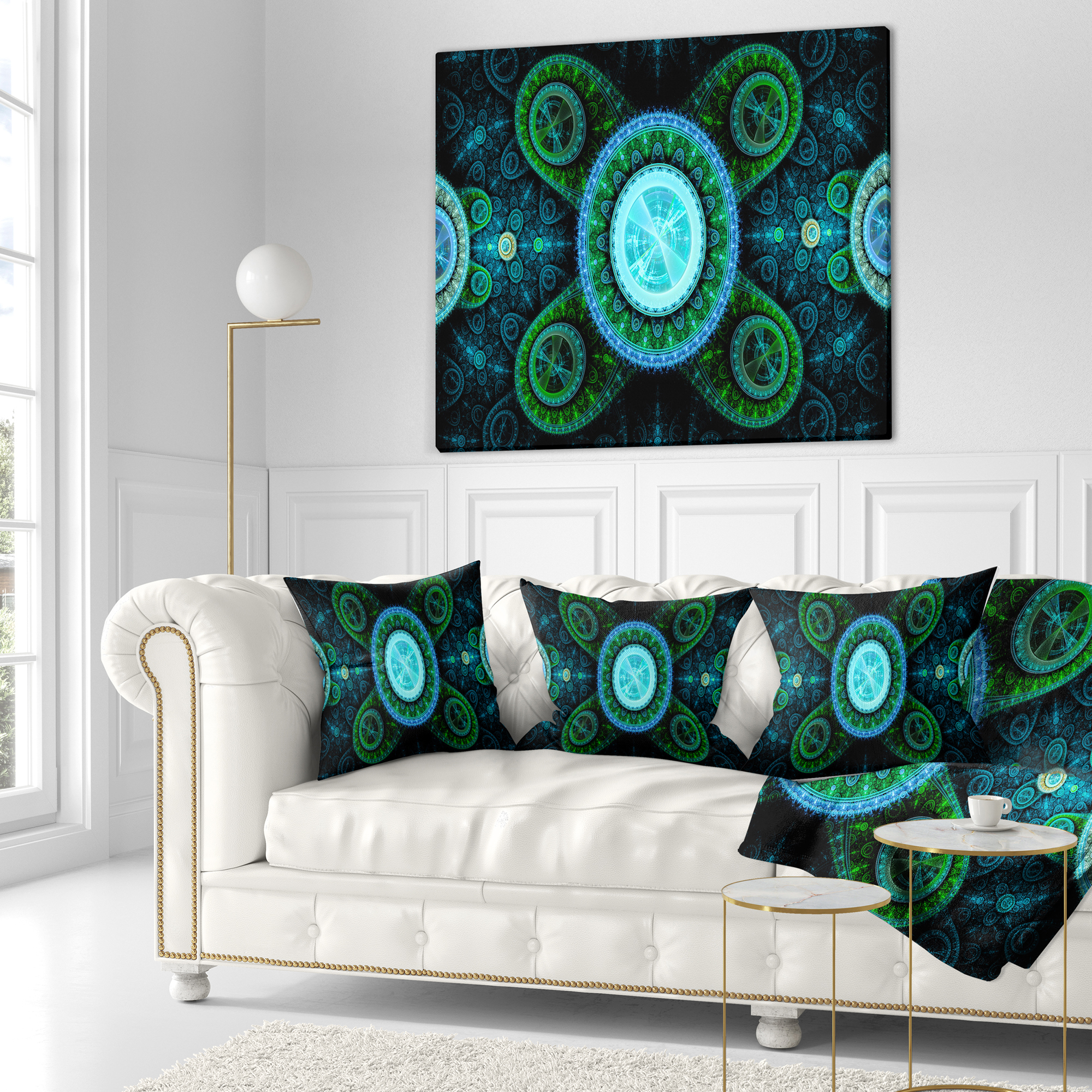 Designart Bright Blue Psychedelic Relaxing Art - Abstract Throw Pillow - 16x16