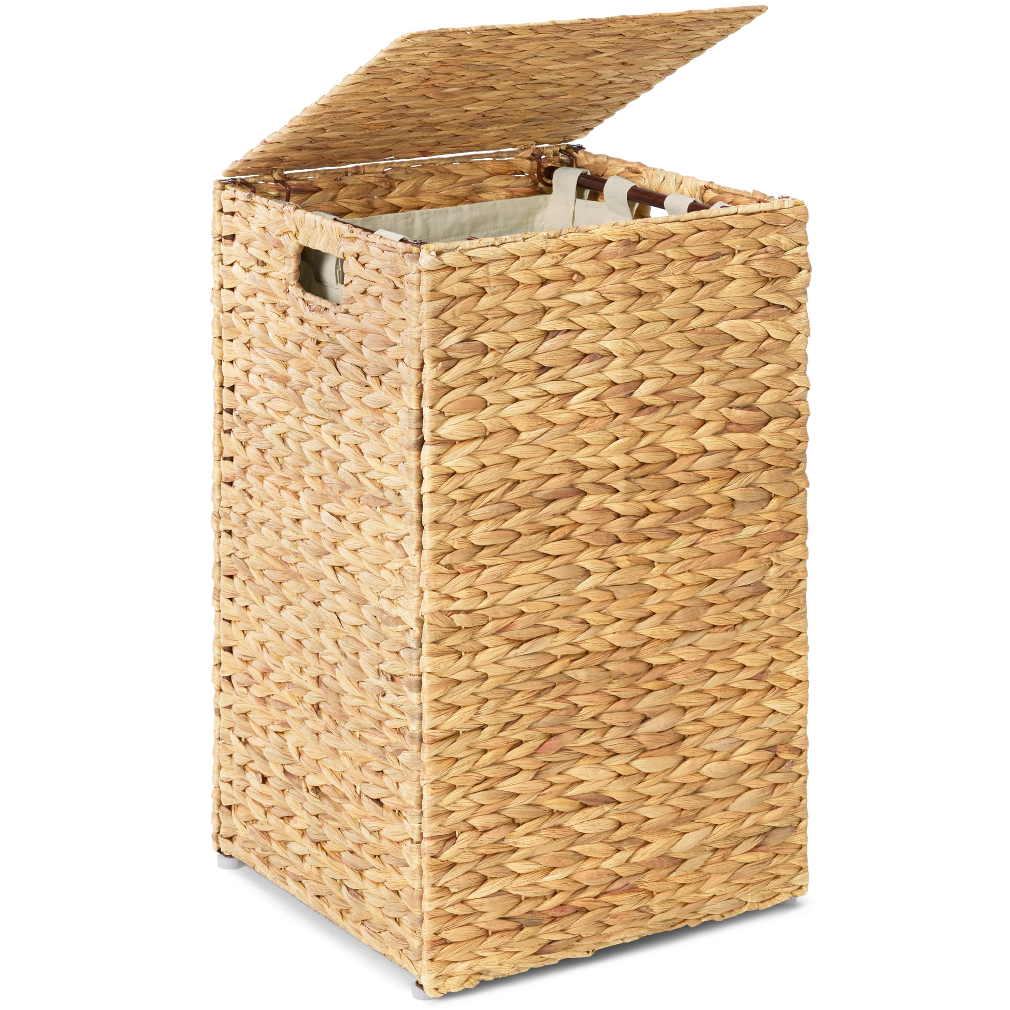 Best Choice Products Small Laundry Hamper W/ Lid, Handwoven Laundry Basket, W/ Washable Liner & Handles - Natural