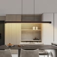 thumbnail image 3 of Wood Linear LED Pendant Light Linear 51.2" Dinning Room Light Island Lights Dimmable Chandelier for Billiard & Pool Table Walnut Color, 3 of 10
