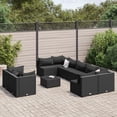 thumbnail image 1 of vidaXL 10 Piece Garden Sofa Set with Cushions Black Poly Rattan, 1 of 5