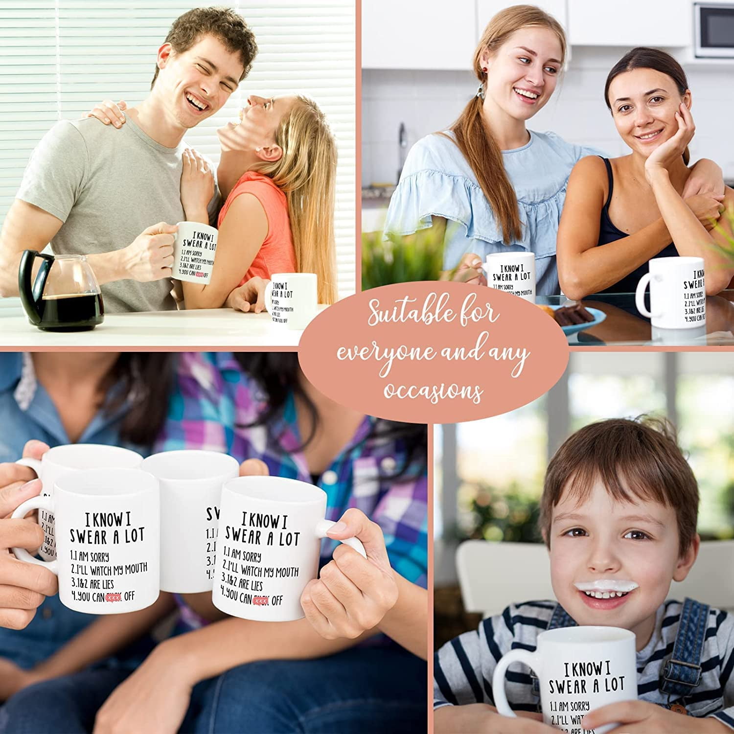 12oz Funny White Elephant Coffee Mug - Gag Gift for Adults, Christmas and  Birthdays