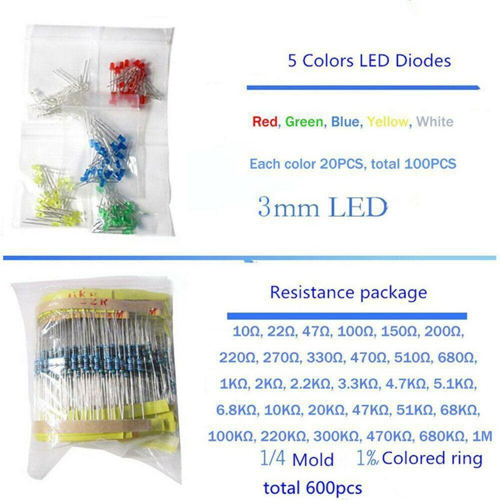 1390pcs Electronic Components Kit Basic Electronics Transistors Assortment Kits