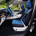 thumbnail image 2 of FH Group Tartan57 Universal Fit Cloth Car Seat Covers, Solid Back Rear Bench for Auto, SUV, Sedan and Van with Steering Wheel Cover - Blue Full Set, 2 of 8