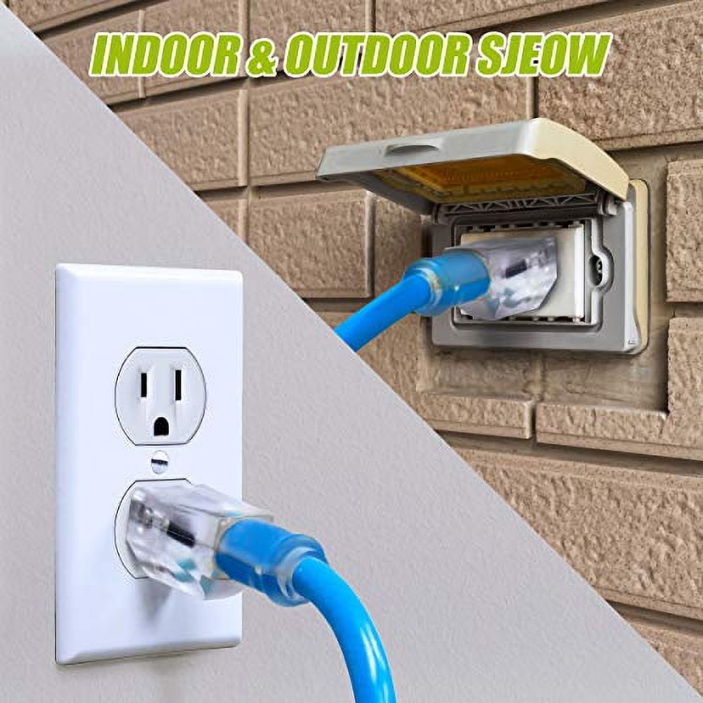 GEARit 14/3 Outdoor Extension Cord 100 Ft, SJEOW Extreme Heavy Duty for Cold Weather Indoor/Outdoor - Lighted LED Plug