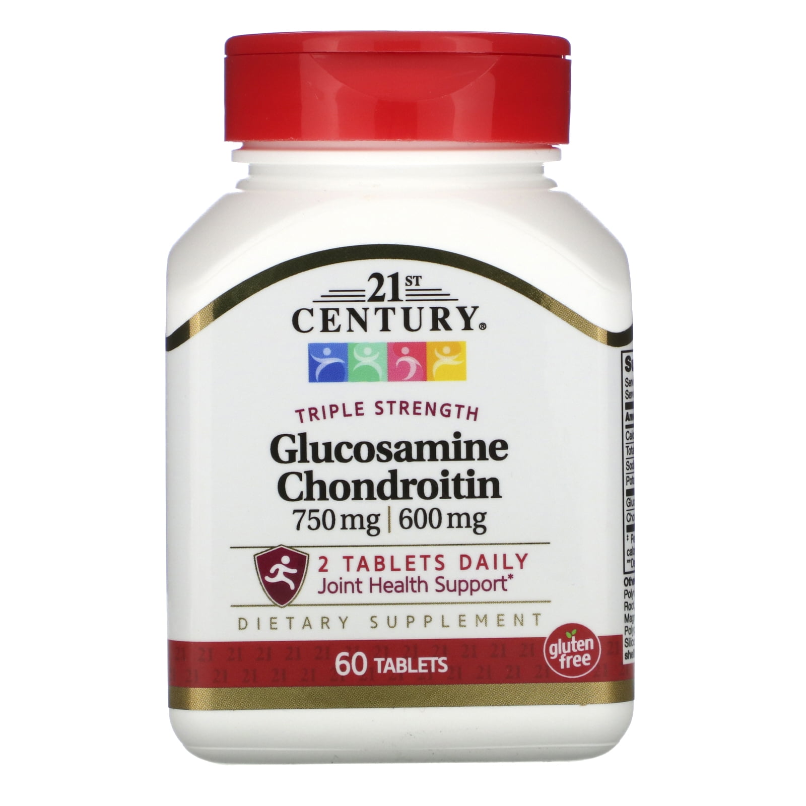 Glucosamine / Chondroitin, Triple Strength, 750 mg / 600 mg, 60 Tablets, 21st Century