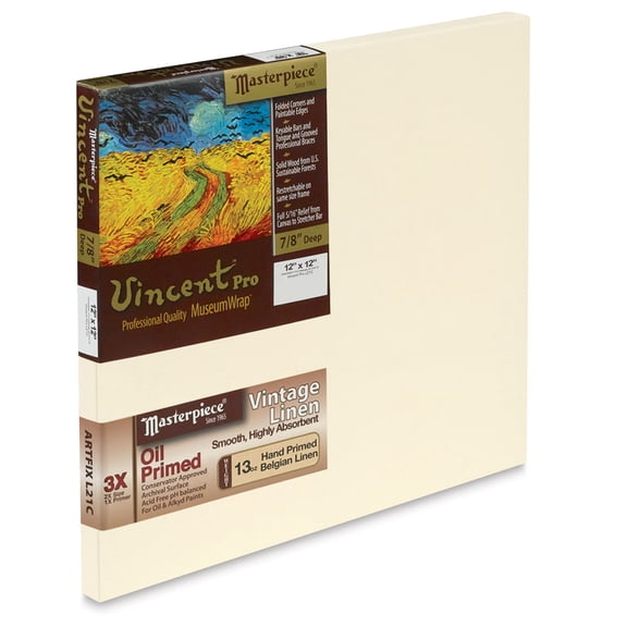 Masterpiece Vincent Pro Artfix Linen Canvas - 12" x 12", Oil Primed