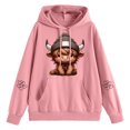 thumbnail image 4 of Womens Hoodies Highland Cattle Print Long Sleeve Hooded Sweatshirts Cute Long Sleeve Loose Pullover Tops Winter Y2k Clothes, 4 of 5