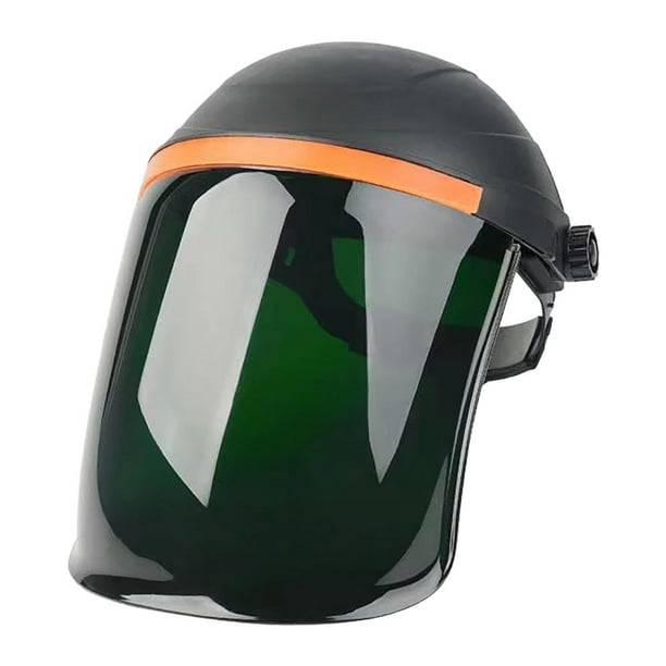 Protección facial para soldar con casco resistente a impactos, ligera y práctica. Negro y verde