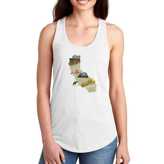 Illustrated State California Racerback Tank Women -Jacob Green Designs, Female Small