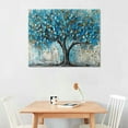 thumbnail image 2 of Creowell  Tree Wall Art Teal Blue Nature Tree of Life  Canvas Painting Textured Picture, Modern Landscape Artwork  for Living Room Bedroom Bathroom Office Home Decor 20x16 in/16x12 in, 2 of 6