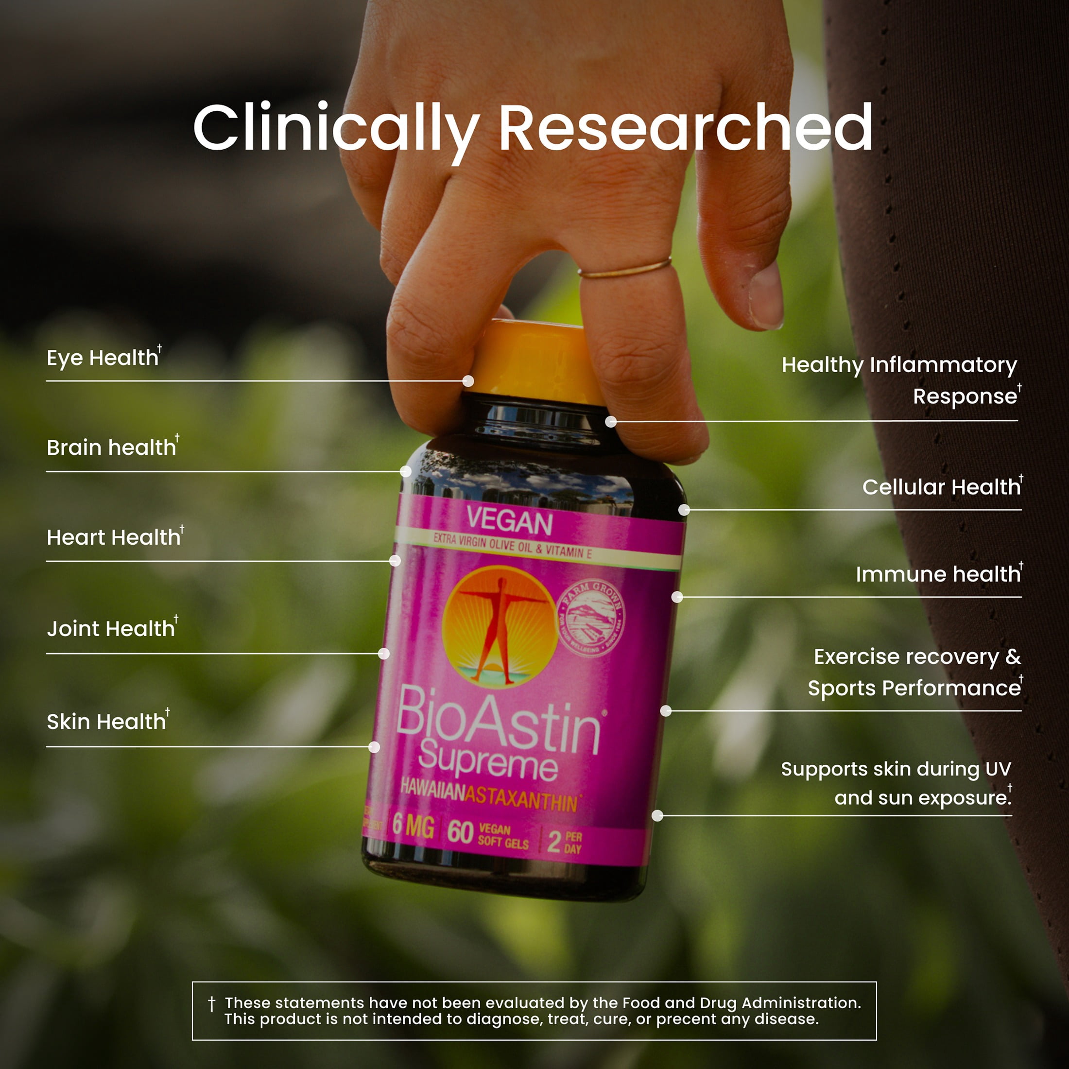 Nutrex Hawaii BioAstin Supreme - Powerful Combo of Hawaiian Astaxanthin and Olive Oil - Antioxidants for Skin Health and Sun Support - Astaxanthin Grown in Kona, Hawaii- 6 mg, 60 Vegan Softgels