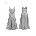 thumbnail image 5 of Gustave Summer Sleeveless Midi Dresses for Women Casual V Neck Sundress Spaghetti Strap Pleated Beach Dress A Line Swing Cami Dresses "M, Gray", 5 of 8