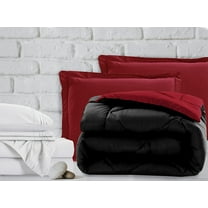 Mocassi 7-Piece Bed-in-a-Bag Comforter & Sheet Set 7-Piece Cal King Size Bed-in-a-Bag, Super Cozy Bed Sheets and Comforter Set, Wrinkle and Stain Resistant, Black/Burgundy