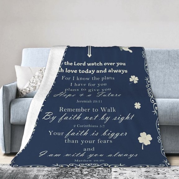 Christian Gifts: Inspirational Spiritual Scriptures, Catholic Bible Verse Blessed Blanket Prayer Praying Faith Men Woman Birthday Gifts 50x40