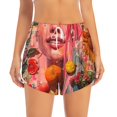 thumbnail image 2 of Yiaed Vibrant Floral Collage Portrait Print Women's Running Shorts with Liner 3 Zipper Pockets Elastic Workout Athletic Gym Yoga Shorts-Medium, 2 of 7