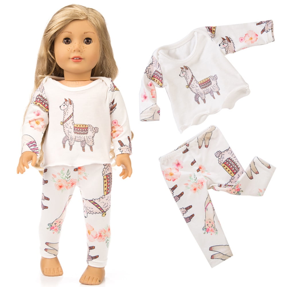 Cute Printing Pajamas Suit Doll Clothes for 18 Inches Girl Doll Accessories Gift