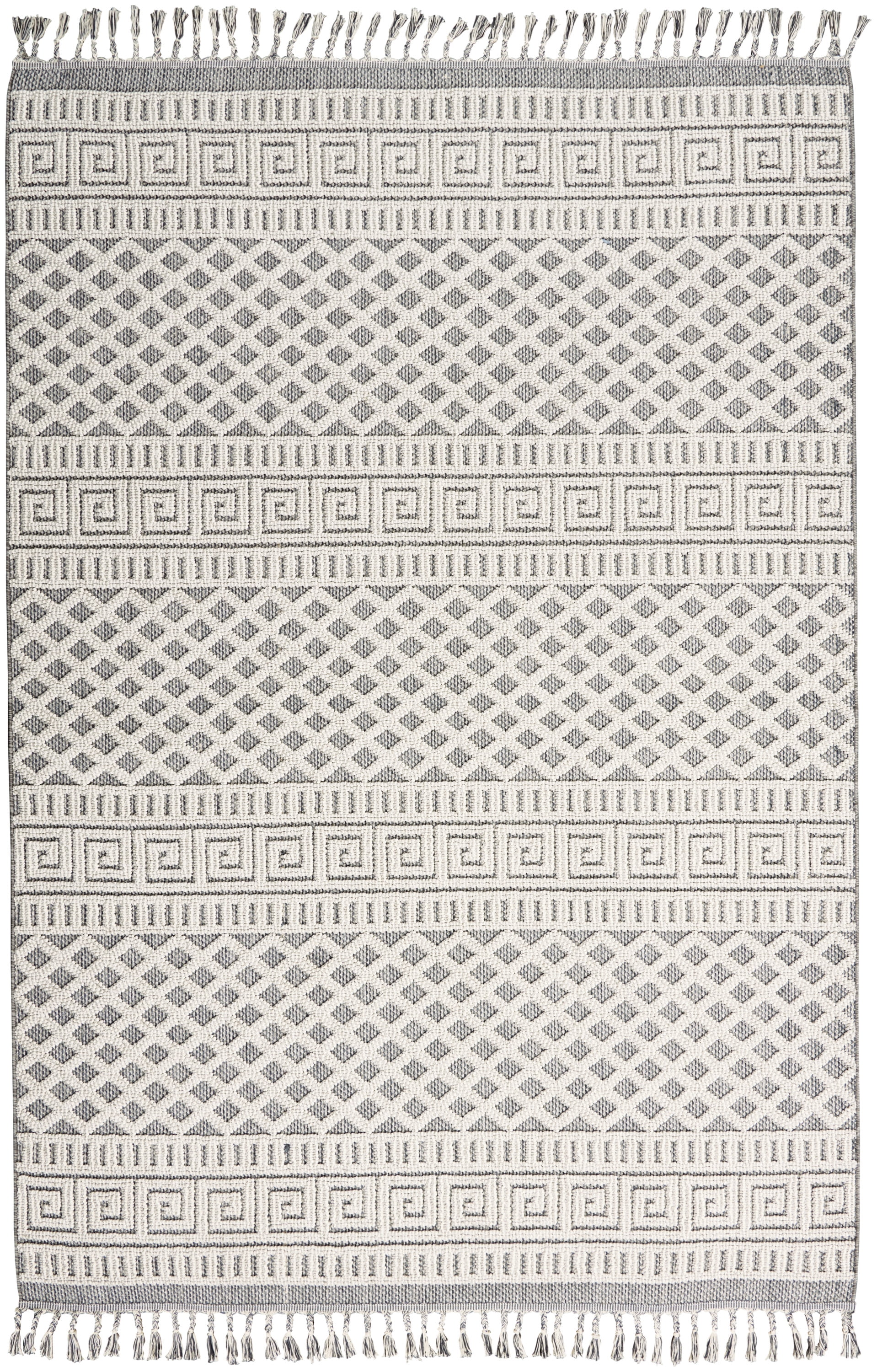 Nourison Paxton Modern & Contemporary Ivory/Slate 4' x 6'2" Area Rug, (4x8)