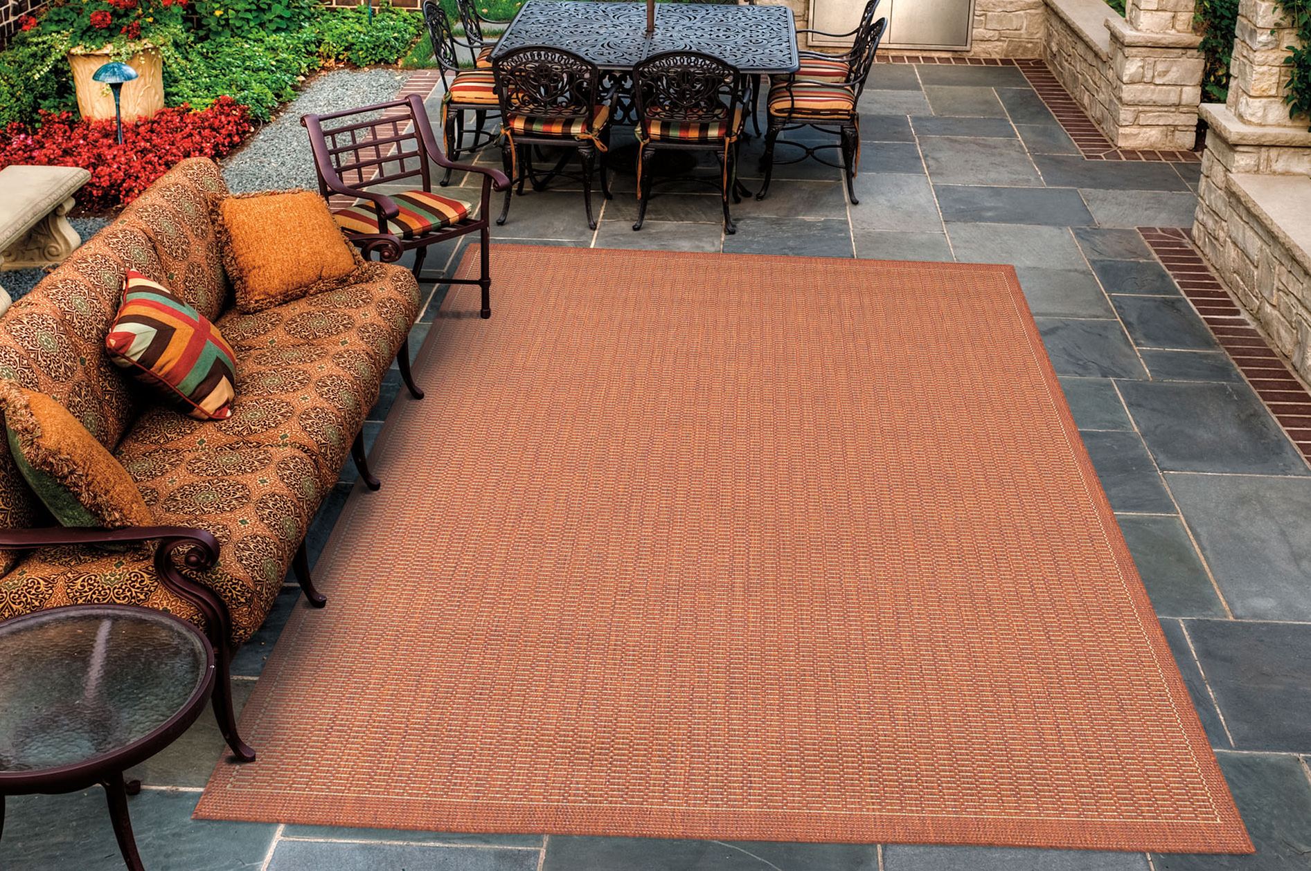Couristan Recife Saddle Stitch Rug, Terra/Cotta/Natural
