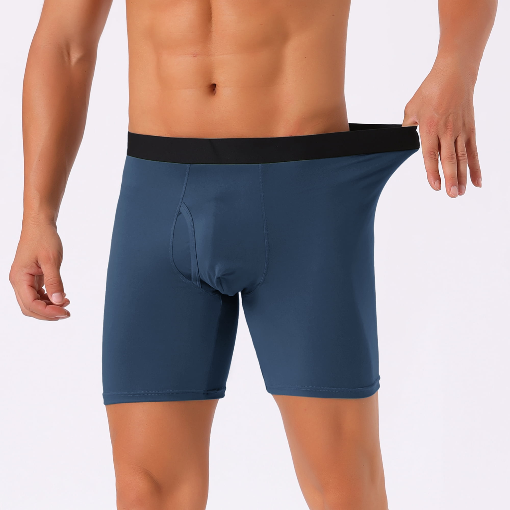 DARING DIVA Men's Lightweight Solid Color Soft Stretch Open-fly Boxer Briefs 32 Navy