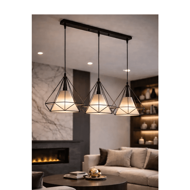 Lámpara Candil Colgante Moderno, Decorativo, Tres Campanas. Xtellar Negro