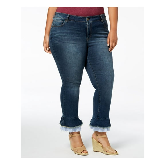WILLIAM RAST $109 Womens Blue Skinny Flared Hem Ankle Jeans 14W Plus B B