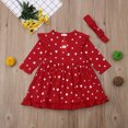 thumbnail image 2 of Bagilaanoe Toddler Baby Girl Valentine's Day Dress Heart Pattern Long Sleeve Ruffle A-line Princess Dresses + Headband 6M 12M 18M 24M 3T Kids Casual Swing Sundress, 2 of 6