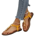 thumbnail image 2 of Domuza Sandals Women Flat Shoes Summer Bohemian Toe-Separator Sandals Casual Comfortable Beach Flip Flops with Elastic Band Yellow 8（EU-40）, 2 of 6