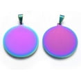 thumbnail image 2 of 2 dijes de acero inoxidable con estampado, planos, redondos, en blanco, con forma de moneda de disco de color arcoíris., 2 of 2